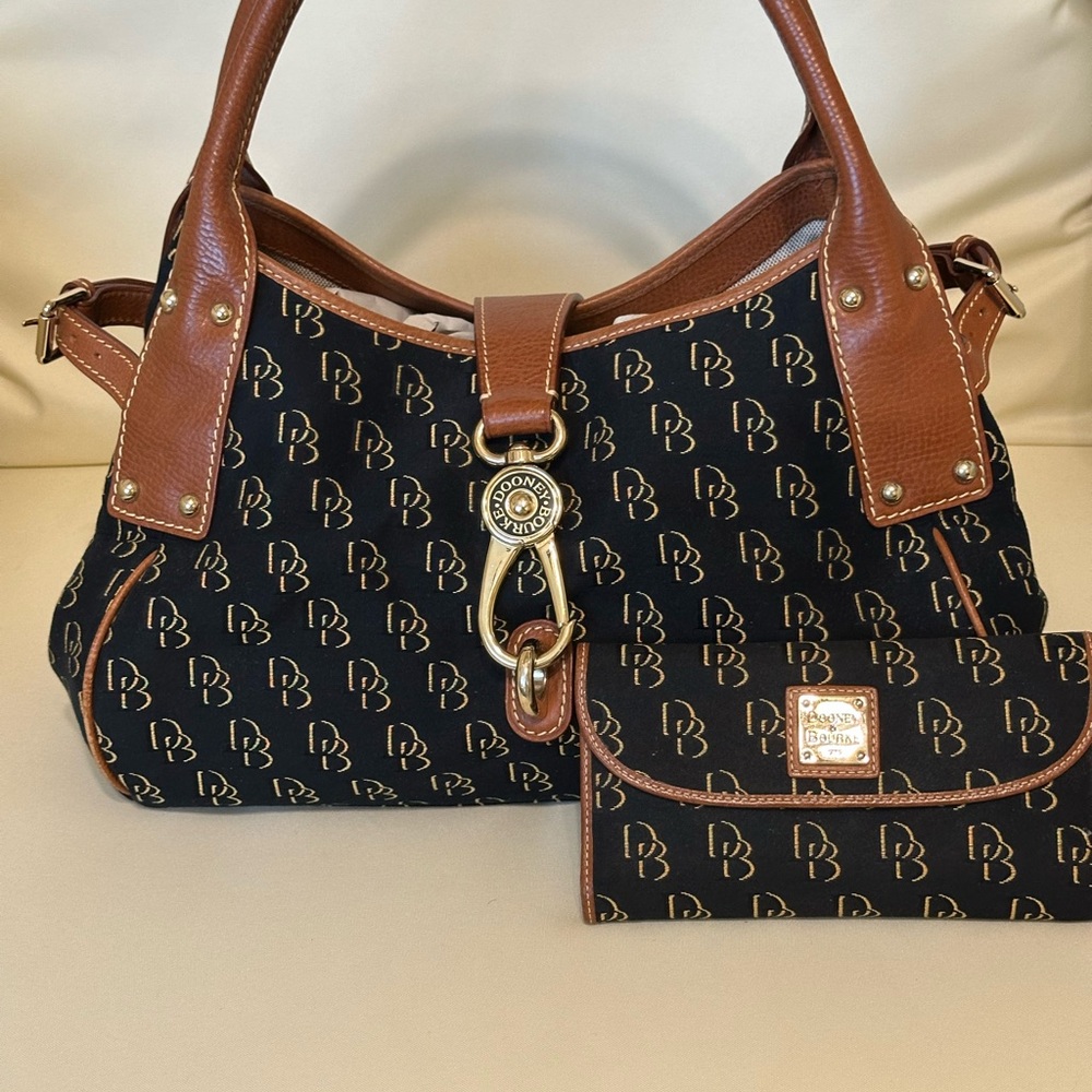 Dooney & Bourke Black and Tan Shoulder Bag